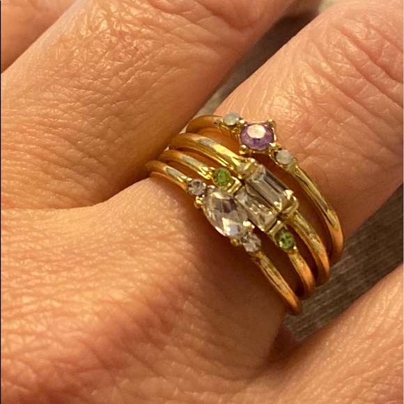 The Glam Squad gold plated delicate rings stack w color stones - Picture 5 of 9